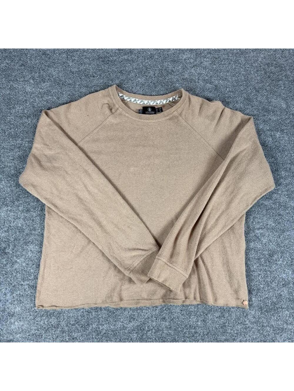 Volcom Tan Long Sleeve Crew Neck‎ Sweater Large - Casual, Crewneck, Skater